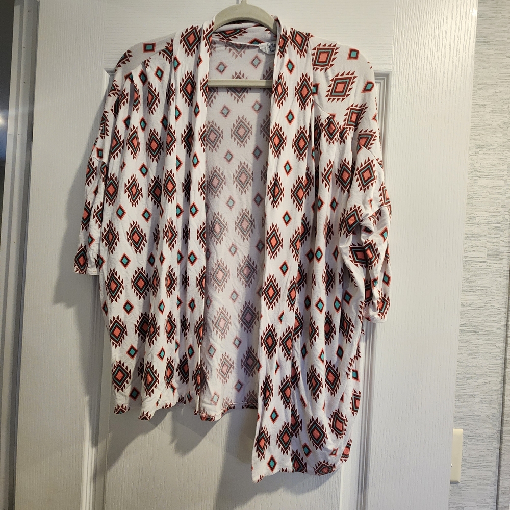 Fantastic Fawn Multicolor Geometric Kimono Size M Euc